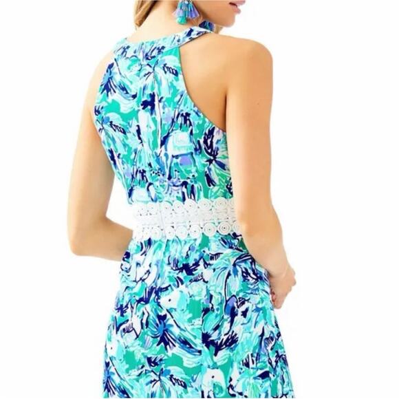 Lilly Pulitzer Ashlyn Shift Dress 00 Turquoise Blue Elephant Appeal Tropical - Picture 3 of 16